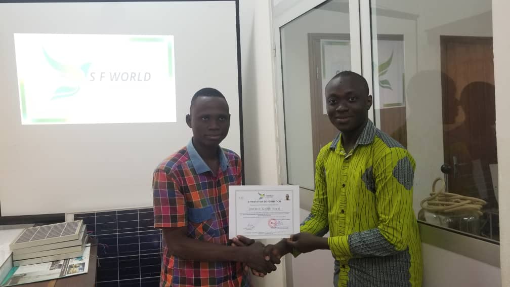 Handing out training certificates